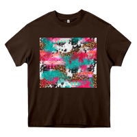 Leopard Cowhide Pink Turquoise Glitter Heavy Core Tee | Teevron