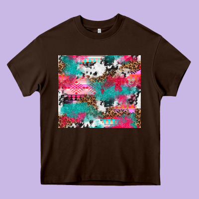 Leopard Cowhide Pink Turquoise Glitter Heavy Core Tee Designed By Nancycooperartshop
