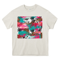 Cream leopard cowhide pink turquoise glitter Heavy Core Tee - NancyCooperArtShop