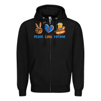 Black Peace Love Hotdog Zipper Hoodie - BundleAndBundleShop