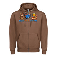 Chestnut Peace Love Hotdog Zipper Hoodie - BundleAndBundleShop