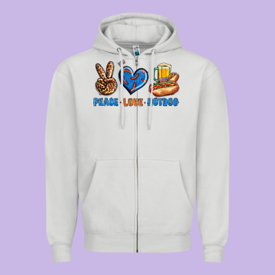 Peace Love Hotdog Zipper Hoodie Designed By Bundleandbundleshop