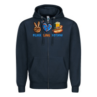Navy Peace Love Hotdog Zipper Hoodie - BundleAndBundleShop