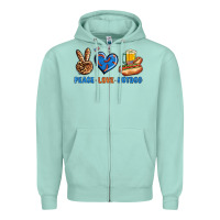 Seafoam Peace Love Hotdog Zipper Hoodie - BundleAndBundleShop