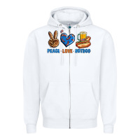 White Peace Love Hotdog Zipper Hoodie - BundleAndBundleShop