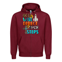 Burgundy God Will Direct Your Steps Zipper Hoodie - BundleAndBundleShop