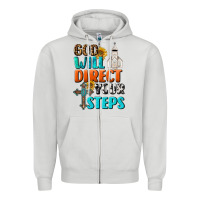 Dove Grey God Will Direct Your Steps Zipper Hoodie - BundleAndBundleShop