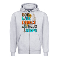Heather Grey God Will Direct Your Steps Zipper Hoodie - BundleAndBundleShop