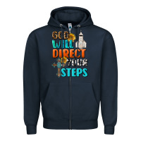 Navy God Will Direct Your Steps Zipper Hoodie - BundleAndBundleShop