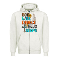 Oatmeal Heather God Will Direct Your Steps Zipper Hoodie - BundleAndBundleShop