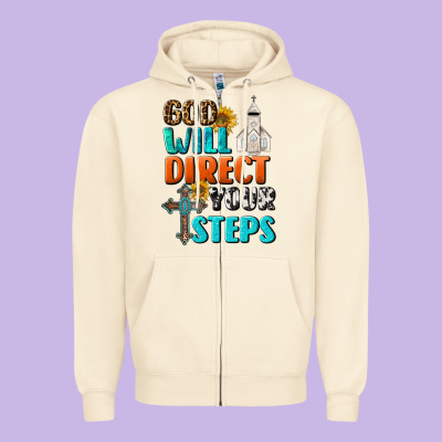 God Will Direct Your Steps Zipper Hoodie Designed By Bundleandbundleshop