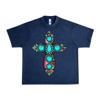 Navy gemstone cross Urban Heavy Tee - JahusDesignShop