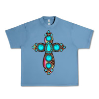 Pebble Blue gemstone cross Urban Heavy Tee - JahusDesignShop