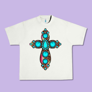 Gemstone Cross Urban Heavy Tee Designed By Jahusdesignshop