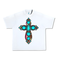 White gemstone cross Urban Heavy Tee - JahusDesignShop