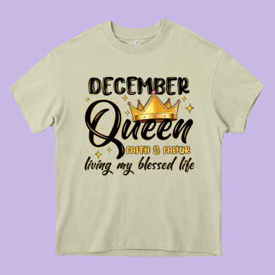 December Queen Faith And Favor Living My Blessed L Heavy Core Tee Designed By Maliassmallbusiness