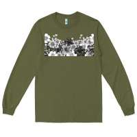 Army Green black and white floral Long Sleeve Tee - TumblerDesignByShophia