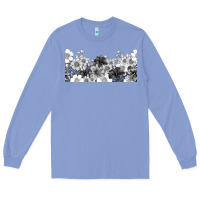Colony Blue black and white floral Long Sleeve Tee - TumblerDesignByShophia