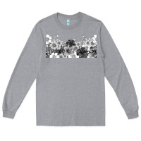 Heather Grey black and white floral Long Sleeve Tee - TumblerDesignByShophia