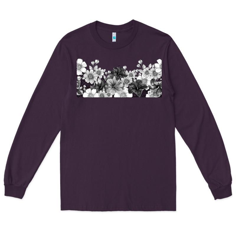 Black And White Floral Long Sleeve Tee by TumblerDesignByShophia | Teevron