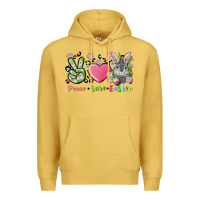 Antique Gold peace love easter bunny Premium Hoodie - FaDigitalArtStudio