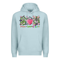 Blue Mist peace love easter bunny Premium Hoodie - FaDigitalArtStudio