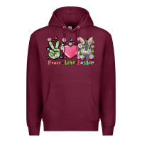 Burgundy peace love easter bunny Premium Hoodie - FaDigitalArtStudio