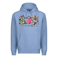 Colony Blue peace love easter bunny Premium Hoodie - FaDigitalArtStudio