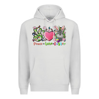 Dove Grey peace love easter bunny Premium Hoodie - FaDigitalArtStudio