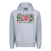Heather Grey peace love easter bunny Premium Hoodie - FaDigitalArtStudio