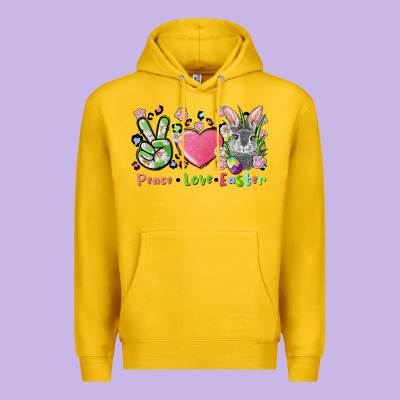 Peace Love Easter Bunny Premium Hoodie Designed By Fadigitalartstudio