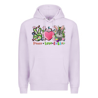 Lilac peace love easter bunny Premium Hoodie - FaDigitalArtStudio