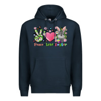 Navy peace love easter bunny Premium Hoodie - FaDigitalArtStudio