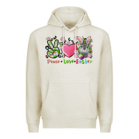 Oatmeal Heather peace love easter bunny Premium Hoodie - FaDigitalArtStudio