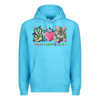 Ocean Blue peace love easter bunny Premium Hoodie - FaDigitalArtStudio