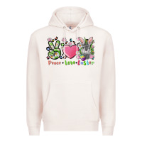Pale Pink peace love easter bunny Premium Hoodie - FaDigitalArtStudio