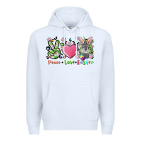 White peace love easter bunny Premium Hoodie - FaDigitalArtStudio