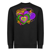 Black mardi gras heart olivia Heavyweight Sweatshirt - OliviaCreatesArt