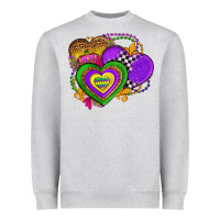 Heather Grey mardi gras heart olivia Heavyweight Sweatshirt - OliviaCreatesArt