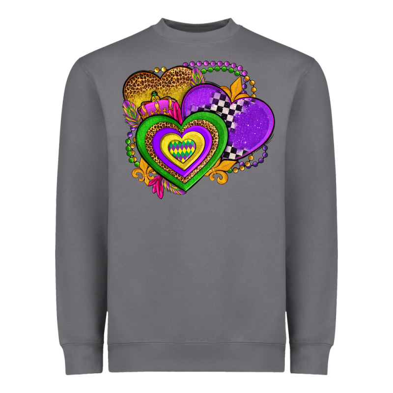 Mardi Gras Heart Olivia Heavyweight Sweatshirt by OliviaCreatesArt | Teevron