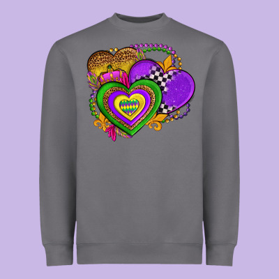 Mardi Gras Heart Olivia Heavyweight Sweatshirt Designed By Oliviacreatesart