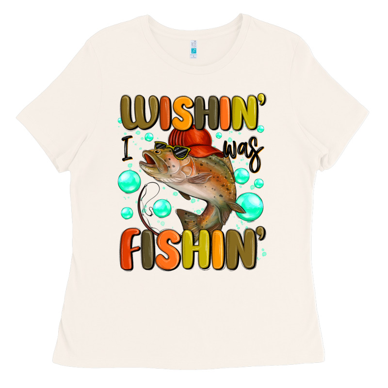 Wishing I Was Fishing Ladies Tee by MaliasSmallBusiness | Teevron