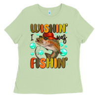 Matcha wishing i was fishing Ladies Tee - MaliasSmallBusiness