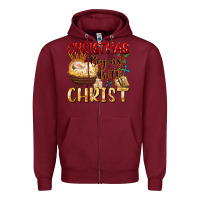Burgundy christmas begins with christ Zipper Hoodie - FaDigitalArtStudio