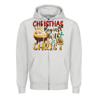 Dove Grey christmas begins with christ Zipper Hoodie - FaDigitalArtStudio