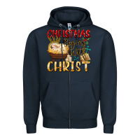 Navy christmas begins with christ Zipper Hoodie - FaDigitalArtStudio