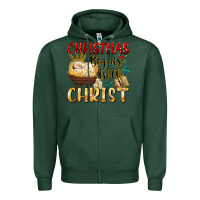 Sports Green christmas begins with christ Zipper Hoodie - FaDigitalArtStudio
