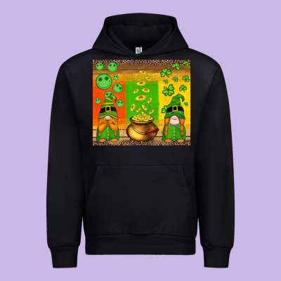 St Patricks Gnomes And Coins With Shamrock Urban Hoodie Designed By Artiststas
