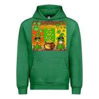 Emerald st patricks gnomes and coins with shamrock Urban Hoodie - Artiststas