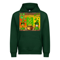 Forest Green st patricks gnomes and coins with shamrock Urban Hoodie - Artiststas